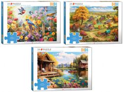 EUROGRAPHICS CASSE-TÊTE CONNEXION 24 PIÈCES - OISEAUX DE JARDIN/VIE TRANQUILLE/CHALET AU BORD DU LAC ASST #9724-0873 (1125)